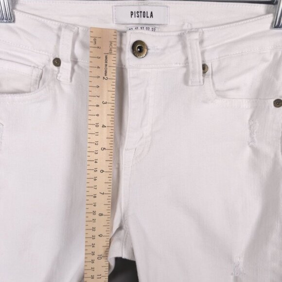 PISTOLA REVOLVE Jeans‎ White MidRise Semi Distressed Skinny P6822FTN-WAK Size 27 - Picture 7 of 15